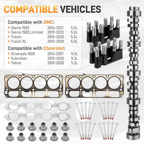 Upgrade AFM DOD 5.3L HS26744PT Camshaft Lifters Kit with Head Gasket Set