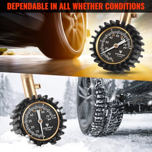 ETENWOLF Tire Pressure Gauge for Cars 0-75 PSI with Large Glow Dial - color: Black