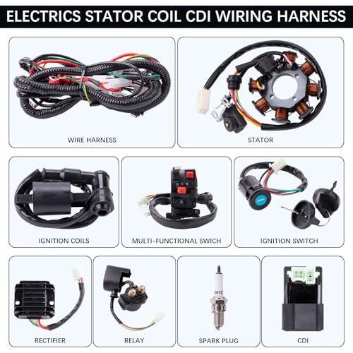Complete Electrics Stator Coil CDI Wiring Harness with Full Copper Wire for 4-Stroke ATV Quad 150cc-300cc
