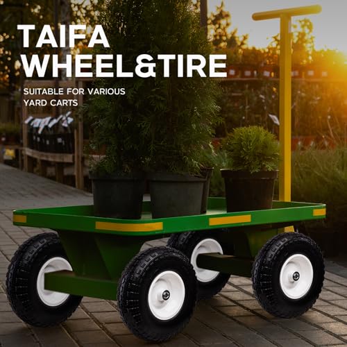 Taifa 4 PCS 13 Inch Solid Flat Free Replacement Tires and Wheels 4.00-6 with 5/8'' Bearing and 2.17'' Offset Hub, Air Less Wheel for Wheelbarrow/Wagon/Hand Truck/Trolley/Garden Scooter etc. - color: 13x400-6PU-5/8'' Bearing-4 PCS