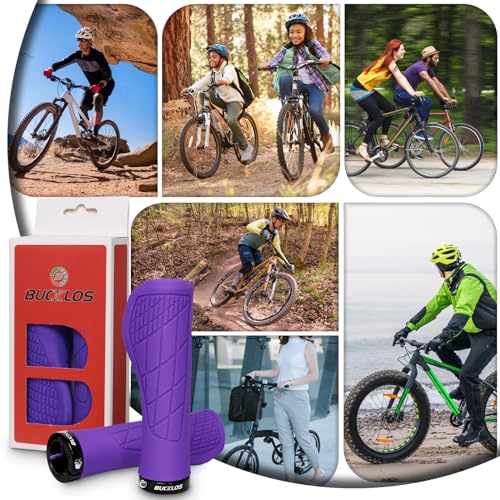 BUCKLOS Single Lock-on Bike Handlebar Grip MTB Mountain Bike Ergonomic Grip - color: Purple (Ergonomic)