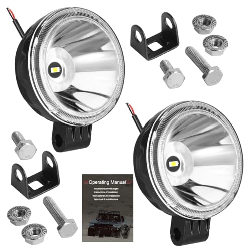 Round Led Pods Spot Lights 3.3 inch Small Driving Fog Reverse Backup Offroad Lights Headlights 30W 12V Work Light Bar For Trucks ATV UTV Golf Cart Tralier Motorcycle Pickup Tractor Marine Boat 2-Pack