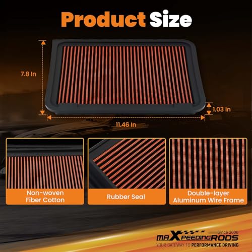 maXpeedingrods MX-2370 Engine Air Filter Washable Reusable, Requires No Oil - size: MX-2370