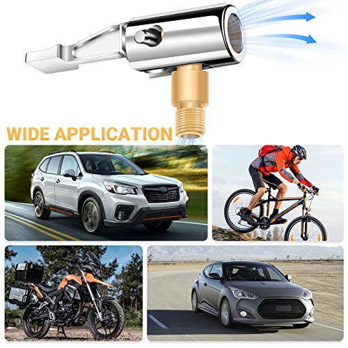 LUMITECO All Metal Lock On Air Chuck Tire Inflator Hose Adapter, Locking Tire Air Chuck with Standard Tire Valve Thread, No Air Leakage Tire Inflating Hose End for Portable Tire Pump/Air Compressor - size: Golden Thread