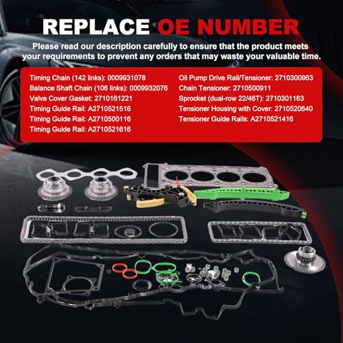 Timing Chain Kit, 1.8L Fit for C250 Base Sedan 2012 for Luxury Sedan Base Coupe 2012-2013, 2.5L for C250 4Matic Sedan 2012, 1.8L/3.5L for C250 Sport Sedan 2013 Auto Time Part Sets - color: 12-14 1.8L 2.5L 3.5L Gasket VVT, size: SLK250/C250
