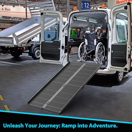 WHALEMOTOR Black Portable Wheelchair Ramp, 6FT No-sew Non-Slip Aluminum Wheelchair Ramp, Folding Portable Wheelchair Ramps for Home, Weight Capacity Up to 800LBS, Loading Dock Plates - size: 6FT Using height 6-18"