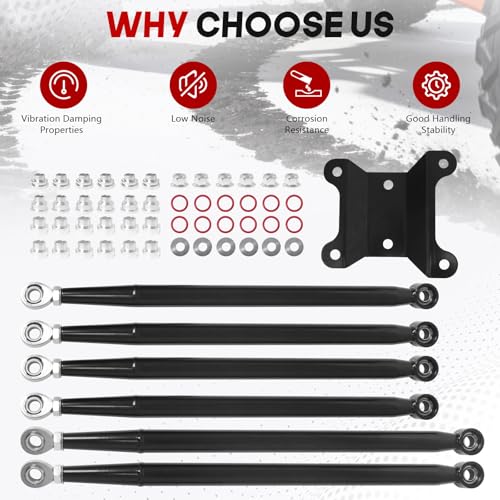 Rear Radius Rods for Can-Am Maverick X3 (64" Body) - for 2017–2021 X RC/RS/MR/MAX Models, Heavy-Duty Pre-Adjusted Steel with Heim Joints - Black - size: 64" Body- Black