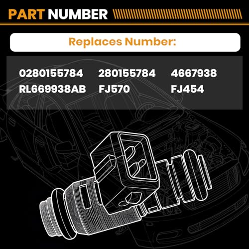Fuel Injectors 0280155784 Compatible with Jeep Dodge Ram 4.0L 5.2L - size: 0280155784 6P