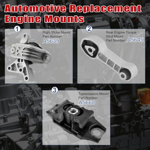 3PCS Engine Motor & Transmission Mount Compatible with Fiat 500