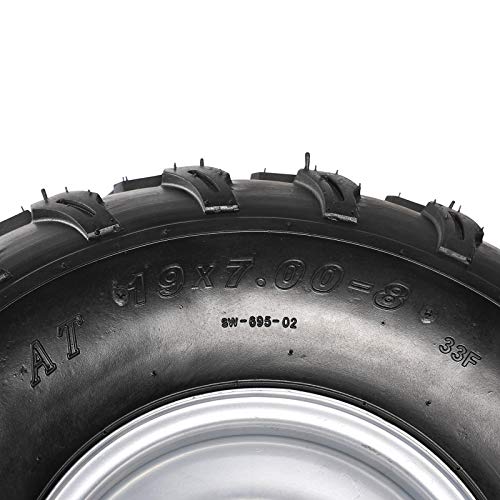 2PCS 19x7.00-8 Wheel Tire Rim with 4 Bolt Pattern for ATV Go Kart Quad Bike 4 Wheelers - color: 2PCS
