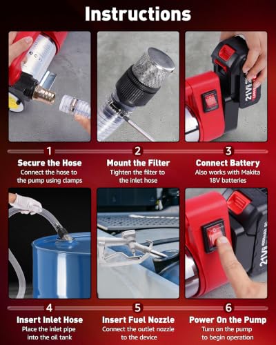 Cordless Fuel Transfer Pump, Battery Transfer Pump for Diesel, Kerosene - style: 12 GPM w/ 4.0Ah Battery