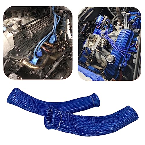 Spark Plug Wire Heat Shield 8PCS Spark Plug Boots Thermal Protection Sleeve 1200 Degree 6 inch Heat Cover Wrap for Car Truck (Blue) - color: blue