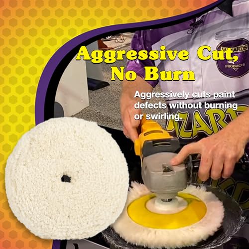 Wizards Finish Cut Buffing Pad - Blended Wool & Polyester - 7.5" x 1.5" - color: Finish Cut Buff Pad