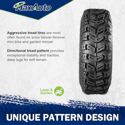 MaxAuto ATV Tires 15x5.00-6 15x5x6 Snow Hog Lawn and Garden Tires Snow Blower Thrower Tire 2PR, Set of 2