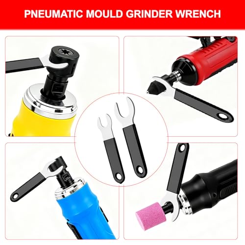 4-Piece 301-69A & 301-69B Pneumatic Die Grinder Wrench Set, 2 Small 0.45" and 2 Large 0.7" Open-End Wrenches for 301-308, 5102, 5108, M2 Series Air Die Grinders