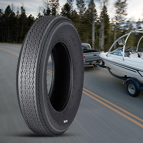 2 Pack 5.30-12 Trailer Tires, Heavy-Duty Load Range C, 6PR Durable Rubber All-Weather Replacement Tires, 12 Inch Tires for RV Camper Boat Utility Hauler, Black - size: 5.30-12 6PR