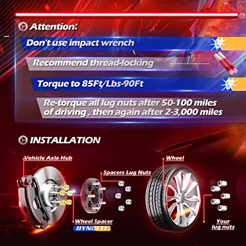 dynofit 2in 6x5.5 Wheel Spacers for 1999-2026 Silverado Siera1500 Yukon | 2019-2026 Ram 1500, Forged Aluminum Spacers Set Kit Compatible with Chevrolet GMC Cadillac M14x1.5 Stud 108mm Center Bore - size: 2 inch 108mm