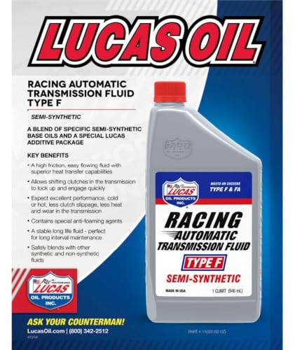Lucas Oil 11020 Semi-Synthetic Racing Automatic Transmission Fluid Type F, 1 Quart (Pack of 1) - size: One Size