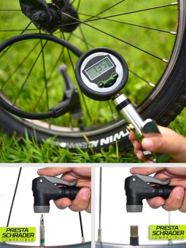 Presta Valve Air Chuck, Digital Bike Tire Inflator Gauge for Air Compressor - size: Digital 2.5"