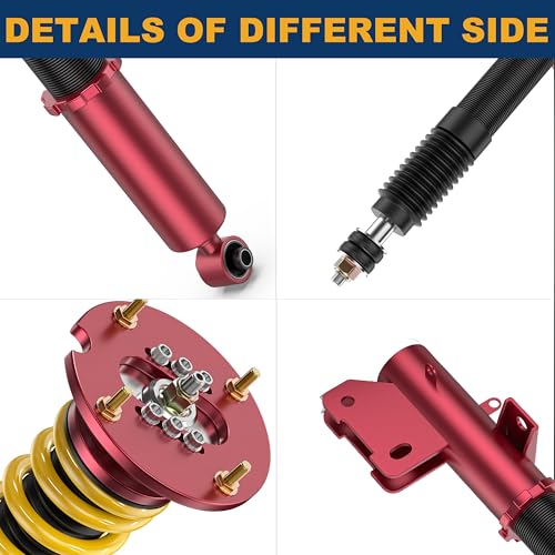 KUIPERAUTO Lowering Coilovers Struts Compatible for 2005-2014 Ford Mustang Front & Rear Shocks Adjustable Height Suspension Coil Spring Strut, Excludes Shelby GT500 (Set of 4)(Yellow) - size: 2005-2014 Ford Mustang
