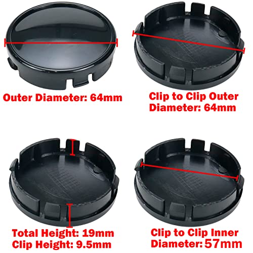 Modengzhe Wheel Center Caps,64mm Rim Hub Center Covers Replacement - color: Black, size: Outer 64 mm, Inner 64 mm