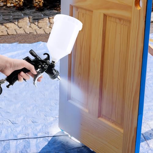 HVLP Spray Paint Gun kit with 1.4/1.7/2.0mm Nozzles, Paint Guns Automotive with Gauge & 600ml Capacity Cup, Easy to Use for Painting Cars, Furniture, DIY Painting Primer, Clear Coat