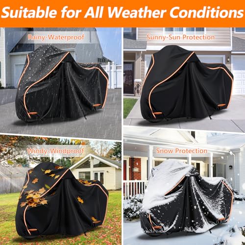 420D Cotton Lining Waterproof Motorcycle Cover for Harley Davidson Cruiser - size: for Cruiser Models