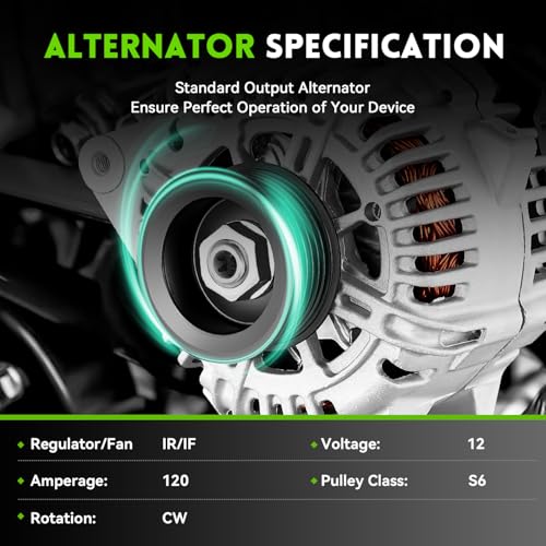 11188N New Alternator Replacement for Hyundai Santa Fe 05-06 V6 2.7L,Sonata 05,Tiburon 05-08,Tuscon 05-09,Magentis Optima 05-06,Sportage 05-10,37300-37800 AMA146 AVA0066 400-40016 - size: 11188N