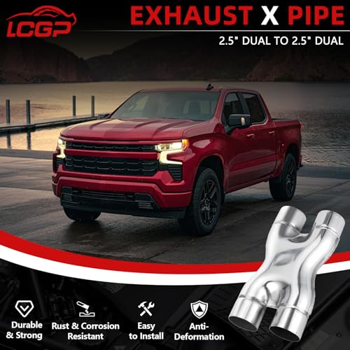 LCGP 2.5" Exhaust X Pipe, Universal 2.5" In/Out Crossover X Pipe 12" Length Polished Surface Stainless Steel Weld-on - size: 2.5 Inch, style: X Pipe-A