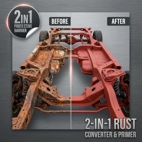 2-in-1 Rust Converter & Metal Primer - 1 Gallon Red Rust Paint Inhibitor for Metal, Ultra Car Rust Reformer & Encapsulator, Long-Lasting Anti Rust Conversion Coating, Heat Resistance.Covers up to 1,000 Sqft. Per Gallon. Permanently Stops Corrosion. Made i