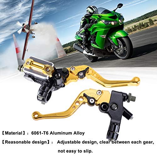 Universal Motorcycle 7/8" 22mm Handlebar Brake Master Cylinder Clutch Lever CNC Left & Right Set Compatible with Harley Honda Kawasaki Suzuki Yamaha( Piston Diameter 12.7mm (Gold) - color: Gold