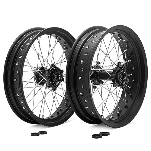 TOFR 17"x3.5" 17"x4.25" Spoked Wheels Rims Hubs for Surron Ultra Bee Black - color: Black, size: 17" Front 17" Rear