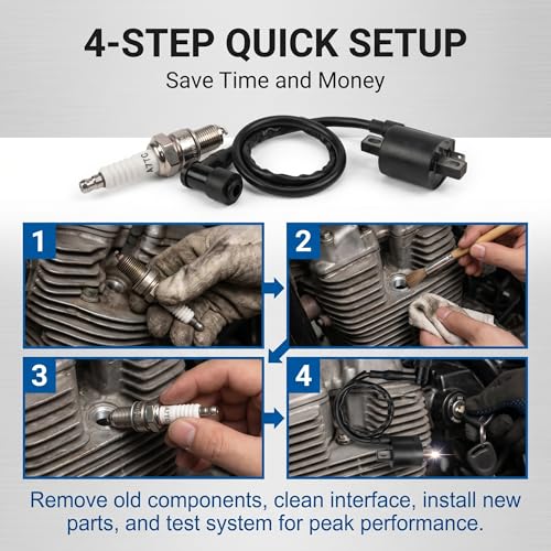 2 PCS Racing Ignition Coil with A7TC Spark Plug, High Performance Kit for CG Vertical Engine, 50-250cc ATV Dirt Bike Go Kart, Compatible with Motorcycle (Black)