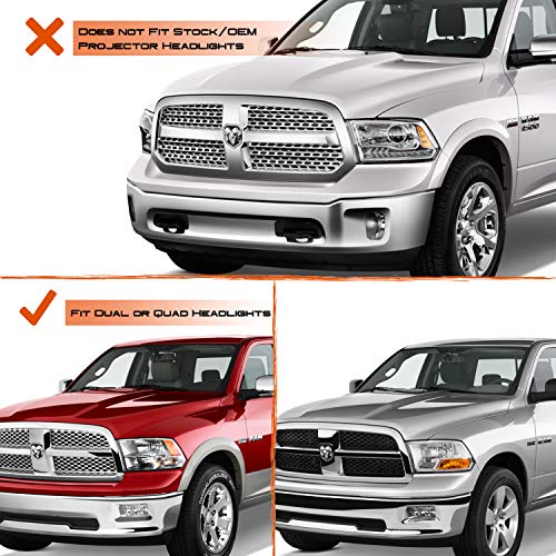 AKKON - For 09-18 Dodge Ram 1500 2500 3500 Upgrade Projector & Bar LED Black Housing Headlights With Light Bulbs Set - color: Dual Projector Black Housing