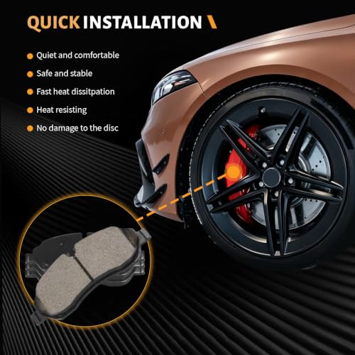D1774 Front Ceramic Brake Pads Kit Fit For Ford Transit-150 2015-2021, For Transit-250 2015-2021, For Transit-350 2015-2024 - style: HZ1774