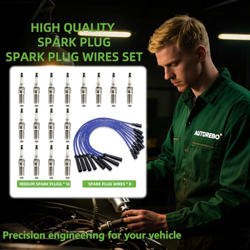 Set of 8PCS Ignition Spark Plug Wires 671-8173 & 16 Iridium Spark Plugs Compatible with Ford F150 F250 F350 Super Duty V8 6.2L, 2010 2011 2012 2013 2014 2015# CC3Z-12286-A CC3Z12286D WR-6138 - size: 671-8173