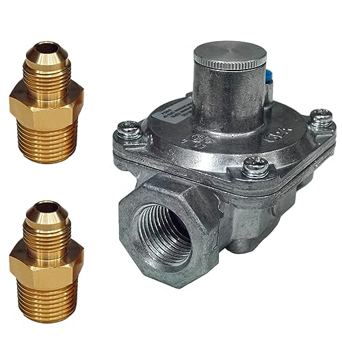 1/2 Inch Natural Gas Pressure Regulator with 2 Brass Fittings - size: 1/2