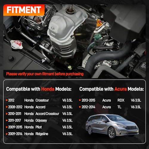 2 Pcs Aluminum Front & Rear Engine Valve Cover Compatible with Honda Accord Odyssey Crosstour Pilot Ridgeline 2008-2017, Acura TL RDX 2012-2015, 3.5L V6, Replace # 12310R70A00, 12320R70A00