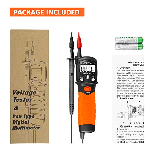 BTMETER Digital Pen Multimeter AC DC 600V Voltmeter, 60M Ohm Resistance Meter, with Backlit Screen, Continuity Test Auto Power Off Electric DMM Tester BT-38B