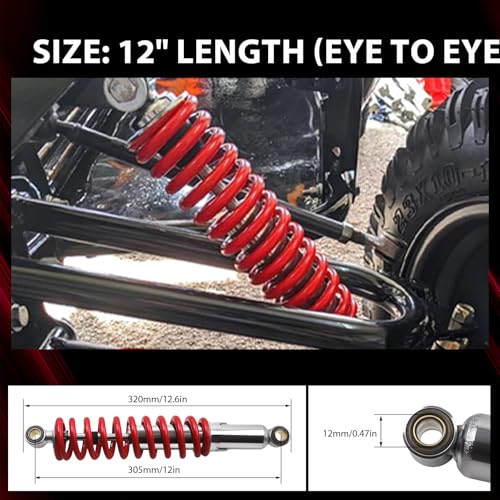 2pcs 12" Adjustable Shocks 12mm ID Go Kart Minibike - size: 12mm ID