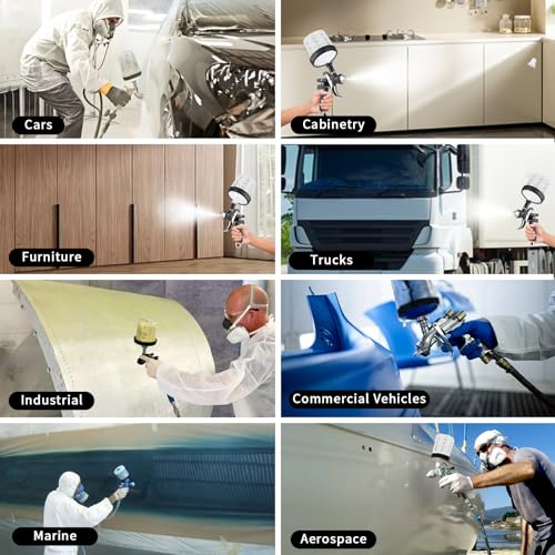 600ml Disposable Paint Spray Gun Cup for Automotive Paint Gun, HVLP Paint Spray Paint Gun, 10 Pack Standard Size 20 Ounce Kit Paint Mixing Cups - 10 Cup Liners, 10 Lids with Strainer, 1 Hard Cup
