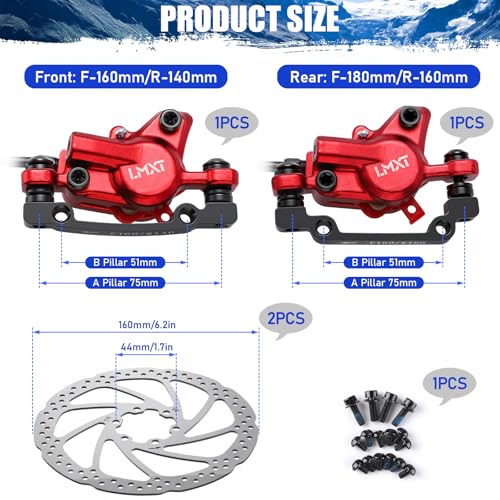 TOBWOLF MTB Hydraulic Disc Brake Kit, Dual Piston Brakes Set - color: Red Hydraulic Disc Brake Set - Dual Piston