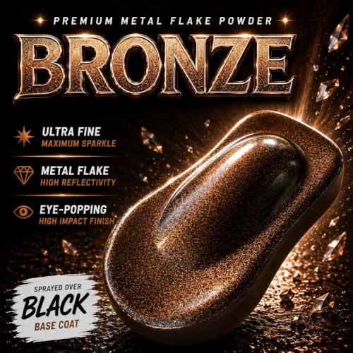 LiME LiNE Sprayable Metal Flake Paint Additive: Solvent Resistant Glitter for Automotive Custom Painting (Bronze.) - color: Bronze.