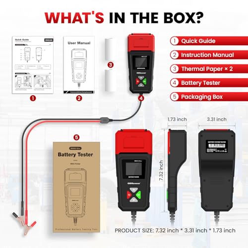 OBDResource Car Battery Tester with Printer, Digital Battery Load Tester - color: black with printer