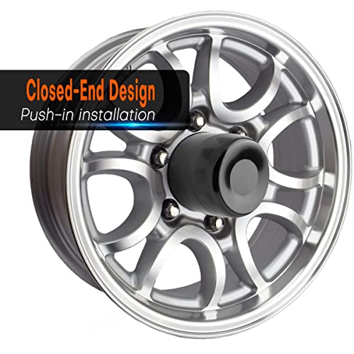 5.15 inch Trailer Center Caps Push Through Wheel Center Caps for Truck Trailer RV Wheels Rims Steel Black Hub Covers, 4PCS, Silver, Height 5 in - color: Matt Black, size: 5.15in Hub Hole, 5in Tall