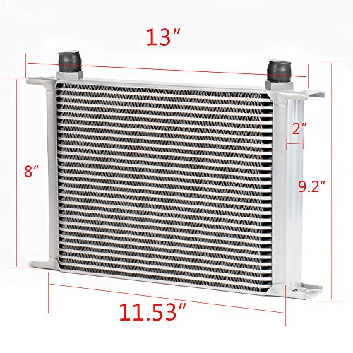 High Performance Aluminum 28Row 10AN Universal Engine Transmission Silver Oil Cooler+7" Fixed Cooling Black Fan Kit