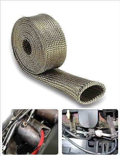 Fuel Line Heat Shield Wire Heat Shield Heat Shield Sleeve Auto Hose Spark Plug Wire Heat Shield diesel heater exhaust sleeve 2500 Degree for Car&Auto Wire Loom Brake Cable (1"IDX10',Titanium) - color: Titanium, size: 1" IDX10'
