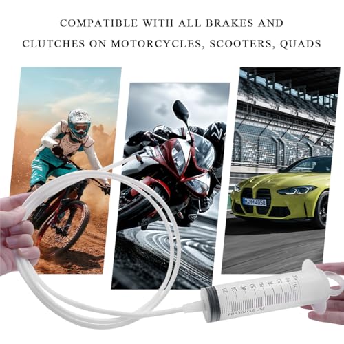 Hydraulic Disc Brake Bleed Tool, 100ML Syringe Motorcycle Brake Oil Fluid Extractor Bleeder with 50cm Hose, Hydraulic Disc Brake & Clutch Bleeding Kit for Motorcycle Scooter