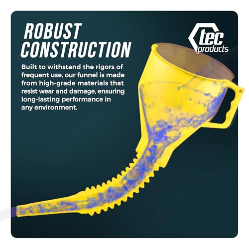 TEC Products FlexAll Long Flexible Oil Change Funnel, Yellow, 16x5 Inches - color: Yellow, size: Large