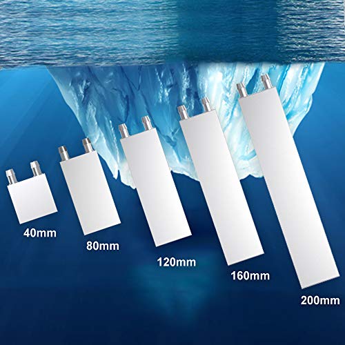 Aluminum Water Cooling Block, Liquid Water Cooler Heat Sink System for PC Computer CPU Graphics Radiator Heatsink Endothermic Head Silver 2pcs(40mm x 40mm x 12mm) - size: 40mm